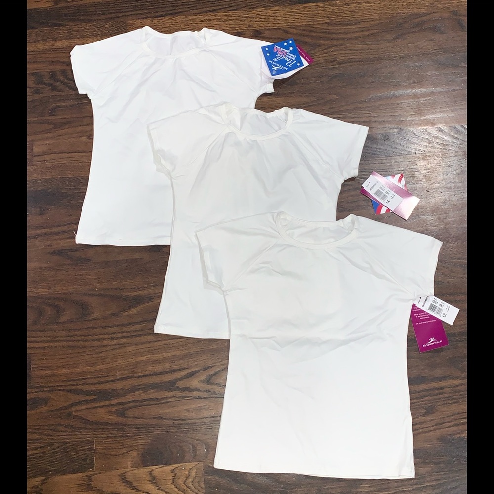 (3) Motionwear White Spandex Dance Tops Bundle size CL 10/12